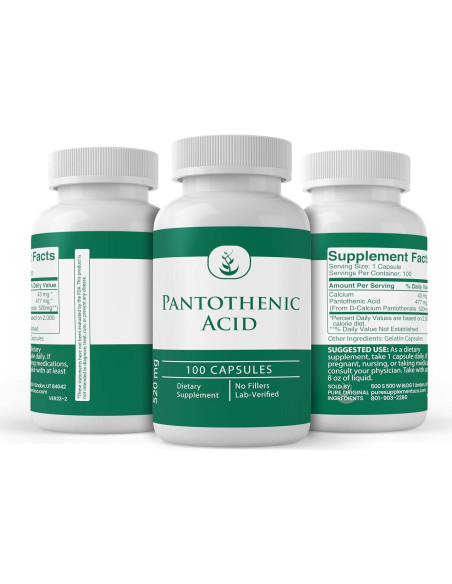 Ácido Pantoténico 100 Cápsulas Ingredientes Originales Puros