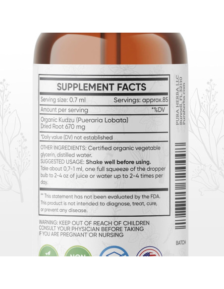 Extracto de Raíz de Kudzu Orgánico Pura Herba 59 ml Vegano
