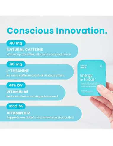 Mentas Energéticas Neuro Sin Azúcar 72 Unidades 80mg Cafeína