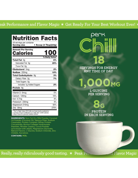 Mezcla Bebida Sabor Chocolate con Menta Perk Chill 473g - Sin Gluten