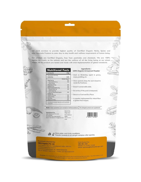 Polvo de Arrurruz Orgánico Just Jaivik 226g - Sin Gluten, No OGM