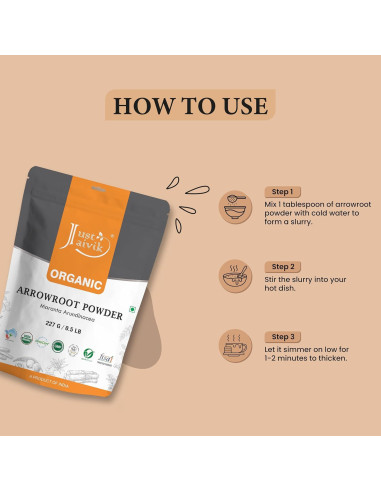 Polvo de Arrurruz Orgánico Just Jaivik 226g - Sin Gluten, No OGM