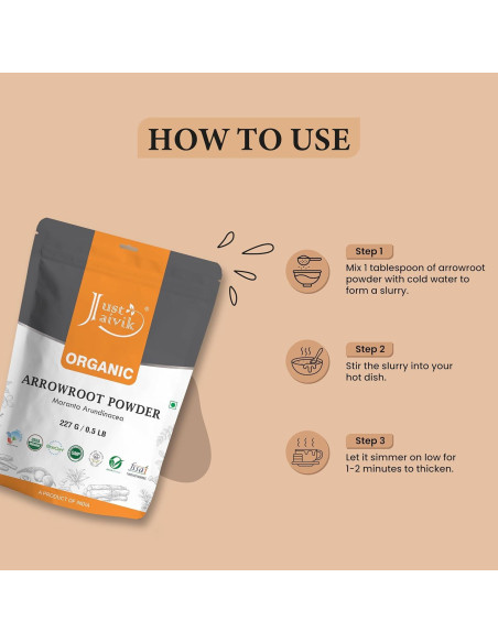 Polvo de Arrurruz Orgánico Just Jaivik 226g - Sin Gluten, No OGM