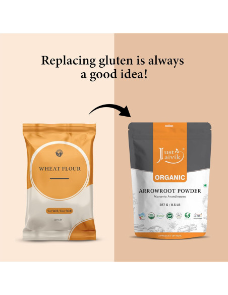 Polvo de Arrurruz Orgánico Just Jaivik 226g - Sin Gluten, No OGM