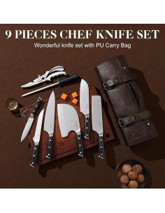 Juego de Cuchillos de Chef XCHIEF PRO con Bolsa - Acero Alto Carbono 2