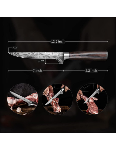Cuchillo de Deshuesar YTUOMZI 15.24 cm Acero Alemán Flexible