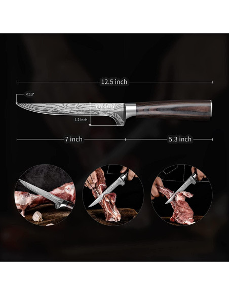 Cuchillo de Deshuesar YTUOMZI 15.24 cm Acero Alemán Flexible