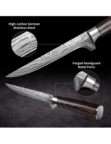 Cuchillo de Deshuesar YTUOMZI 15.24 cm Acero Alemán Flexible