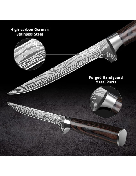 Cuchillo de Deshuesar YTUOMZI 15.24 cm Acero Alemán Flexible