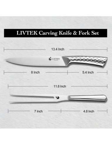 Conjunto de Cuchillo y Tenedor Livtek 20 cm Acero Inoxidable
