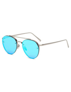 Gafas de Sol Aviador Metal Plata Espejo Azul Unisex