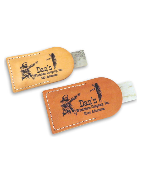 Set de 2 Piedras de Afilar Arkansas Suave y Duro en Cuero