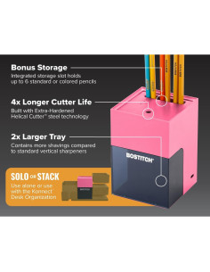 Sacapuntas Eléctrico Bostitch Konnect Rosa Recargable USB-C 2