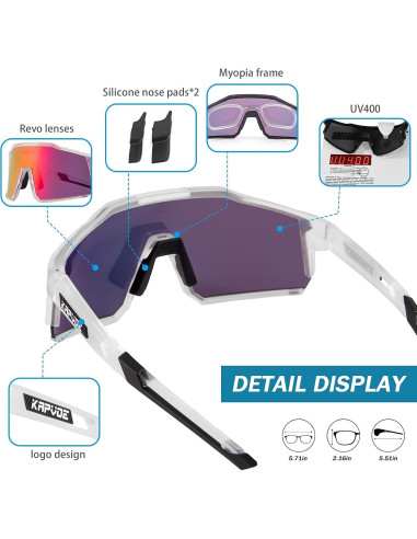 Gafas de Ciclismo KAPVOE TR90 4 Lentes Intercambiables