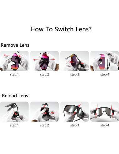 Gafas de Ciclismo KAPVOE TR90 4 Lentes Intercambiables