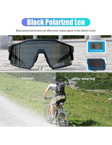 Gafas de Ciclismo KAPVOE TR90 4 Lentes Intercambiables
