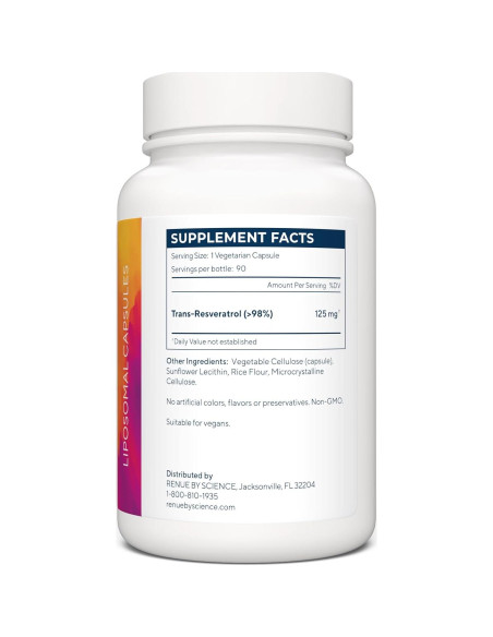 Suplemento de Resveratrol Liposomal Renue By Science 90 Cápsulas 125mg