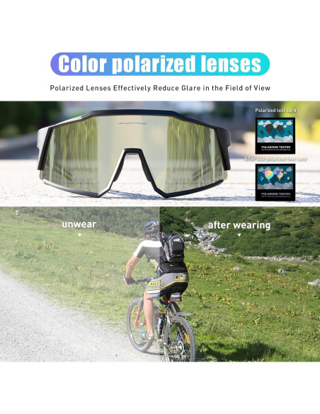 Gafas de Ciclismo KAPVOE TR90 Polarizadas con Lentes Intercambiables