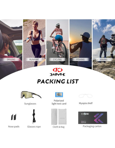 Gafas de Ciclismo KAPVOE TR90 Polarizadas con Lentes Intercambiables
