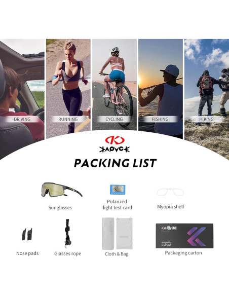 Gafas de Ciclismo KAPVOE TR90 Polarizadas con Lentes Intercambiables