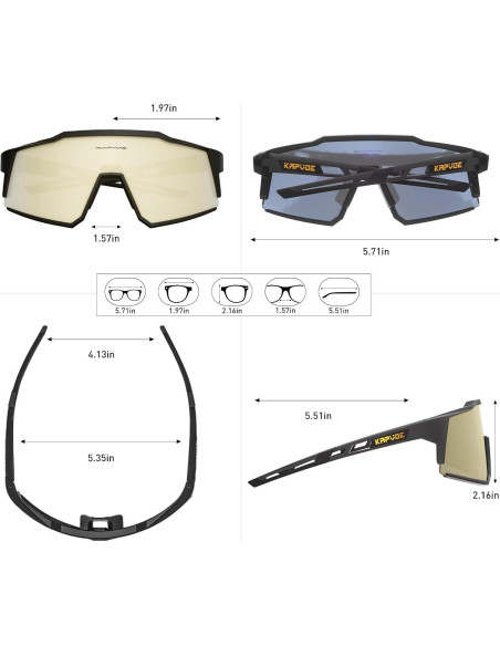 Gafas de Ciclismo KAPVOE TR90 Polarizadas con Lentes Intercambiables
