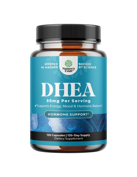Suplemento DHEA 50mg Natures Craft - 120 Cápsulas para Equilibrio Hormonal