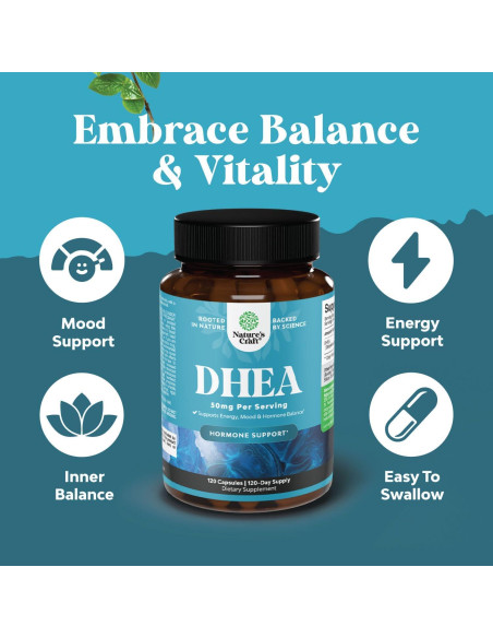 Suplemento DHEA 50mg Natures Craft - 120 Cápsulas para Equilibrio Hormonal