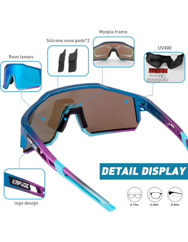Gafas de Ciclismo KAPVOE TR90 4 Lentes Intercambiables