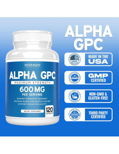Cápsulas de Alpha GPC Colina Dorado Nutrition 600mg 120 Unidades