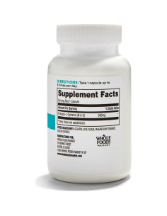 Suplemento N-Acetil L-Cisteína 500mg 365 Whole Foods 100 Cápsulas 2
