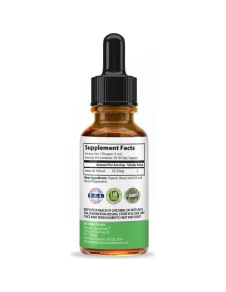 Aceite de Cáñamo Orgánico Nature's Beneficials 1000mg 30mL