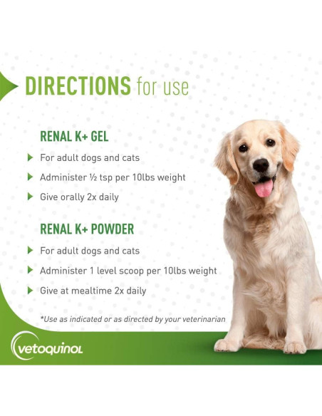 Suplemento de Potasio Vetoquinol Renal K+ Gel 142g para Mascotas