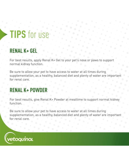 Suplemento de Potasio Vetoquinol Renal K+ Gel 142g para Mascotas