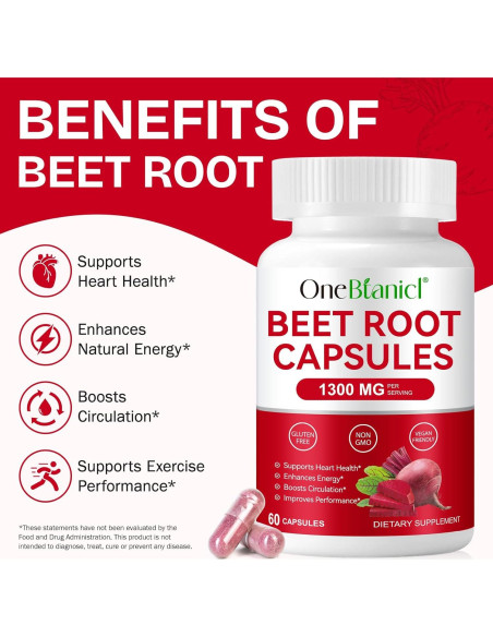 Cápsulas de Remolacha Orgánica - Suplemento Energético 60 Unidades