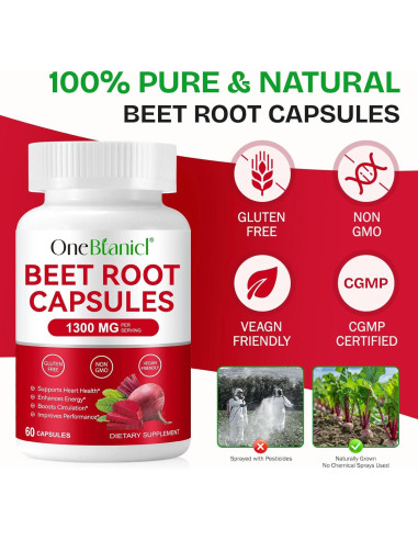 Cápsulas de Remolacha Orgánica - Suplemento Energético 60 Unidades