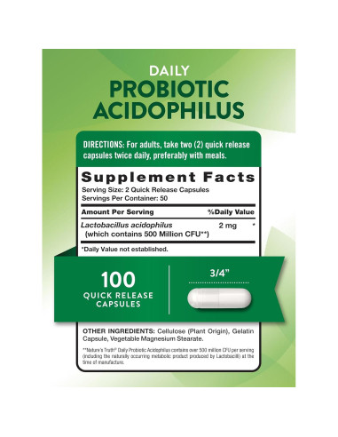 Probióticos Verdad de la Naturaleza 100 Cápsulas 500M CFU