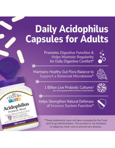 Cápsulas de Acidophilus Siglo 21 con FOS - 100 Unidades 2