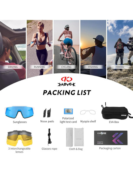 Gafas de Ciclismo KAPVOE TR90 4 Lentes Intercambiables Gafas de Ciclismo KAPVOE TR90 4 Lentes Intercambiables
