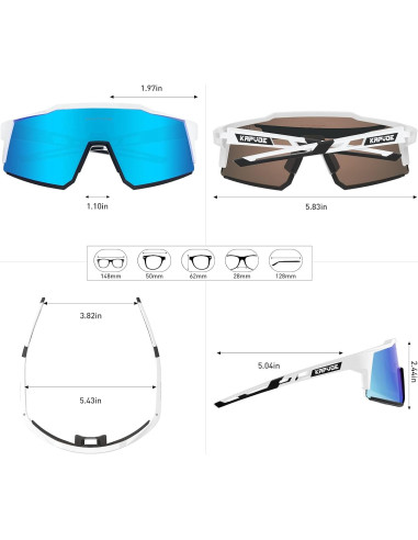 Gafas de Ciclismo KAPVOE TR90 4 Lentes Intercambiables