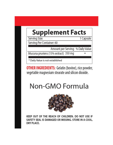 Suplemento de Frijol Terciopelo Mucuna Pruriens 120 Cápsulas