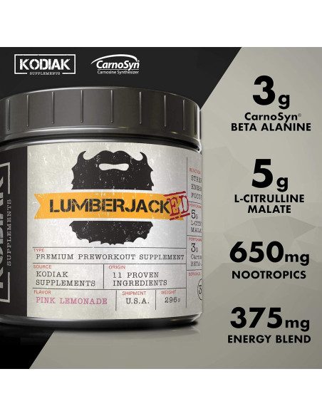 Suplemento Pre Entrenamiento LUMBERJACKED Kodiak 30 Porciones - Energía y Fuerza
