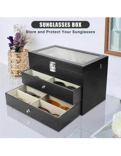 Estuche Organizador de Gafas de Sol 18 Compartimentos Cuero 2