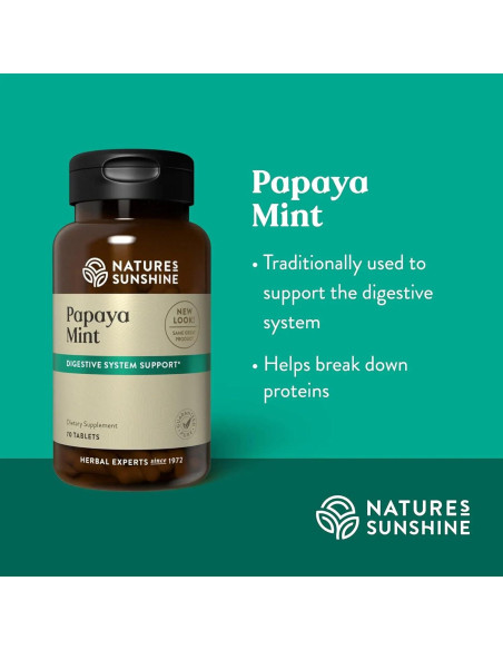Tabletas Masticables de Papaya y Menta Nature's Sunshine 70u