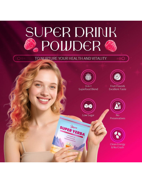 Super Yerba 3 en 1 Sabor Limón Frambuesa - 30 Porciones