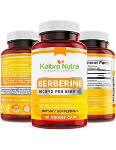Suplemento de Berberina Kaibro Nutra 1000mg Vegano 120 Cápsulas 2