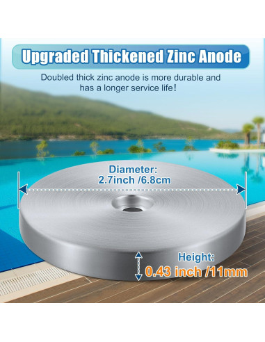 Peso de Ánodo de Zinc Dreyoo 2 Piezas 243.8g para Piscina