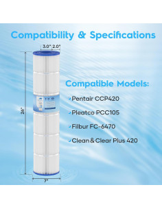 Cartuchos de Filtro de Piscina POOLNEAT CCP420 105 ft Paquete de 4 2