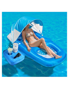 Flotador Inflable Cubierto de Tela POOLACC 178x100cm con Dosel