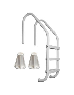 Escalera de Piscina 3 Pasos Saftron Polímero Blanco 61x134.6cm