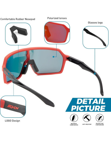 Gafas de Ciclismo Polarizadas SCVCN S61 UV400 Antideslizantes